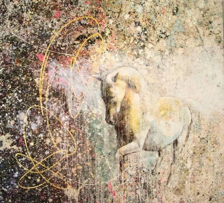 2014 Angel in the Pasture 68" x 62" acrylic on canvas