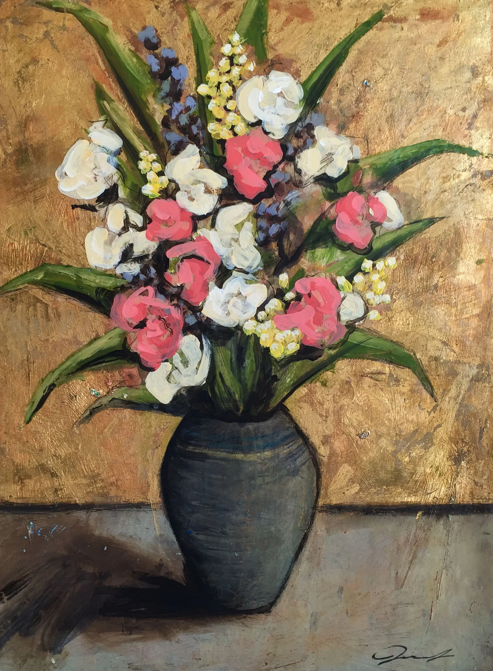 2015 Fresh 18"x24" acrylic and gold-leaf on panel