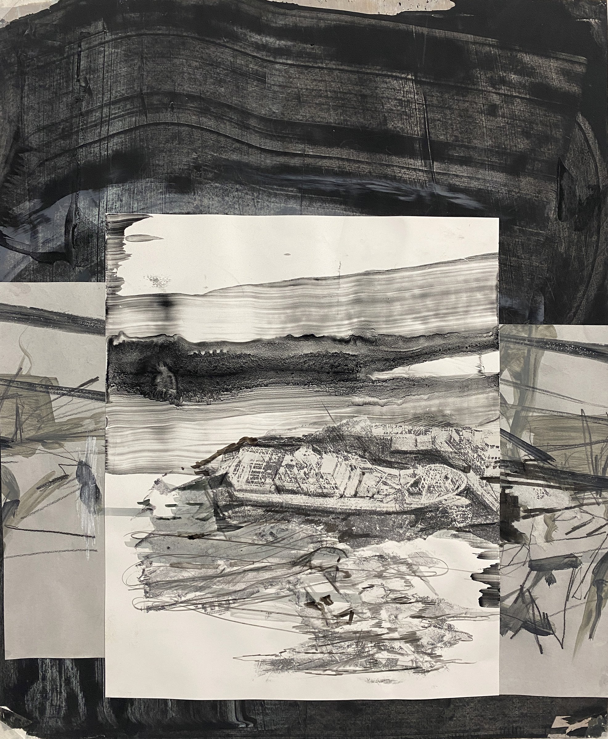  Drift
 
Mixed media on paper, 14 x 11 inches
 
Private collection