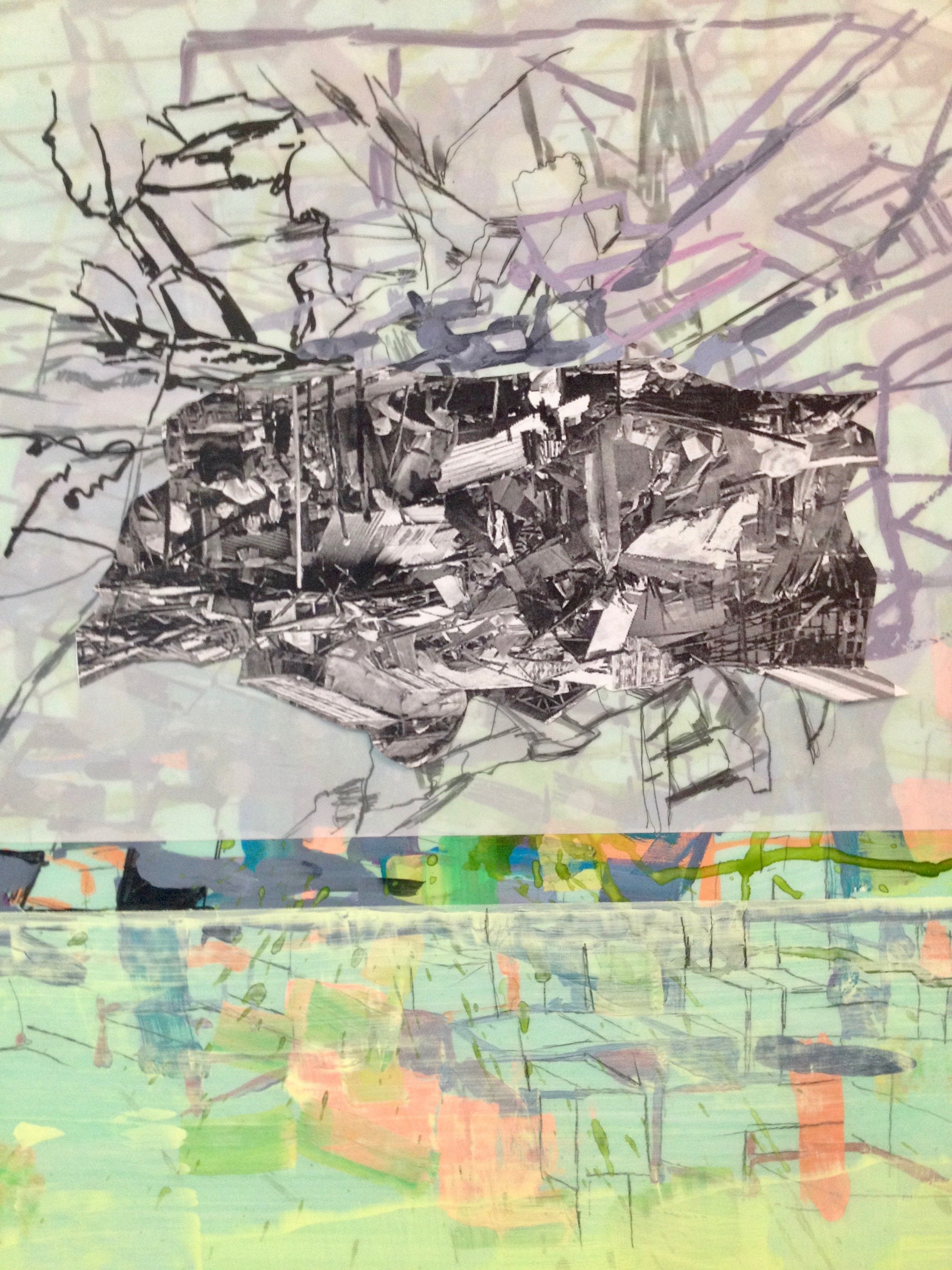  Suspension
 
2015, Mixed media on paper, 22 x 17 inches