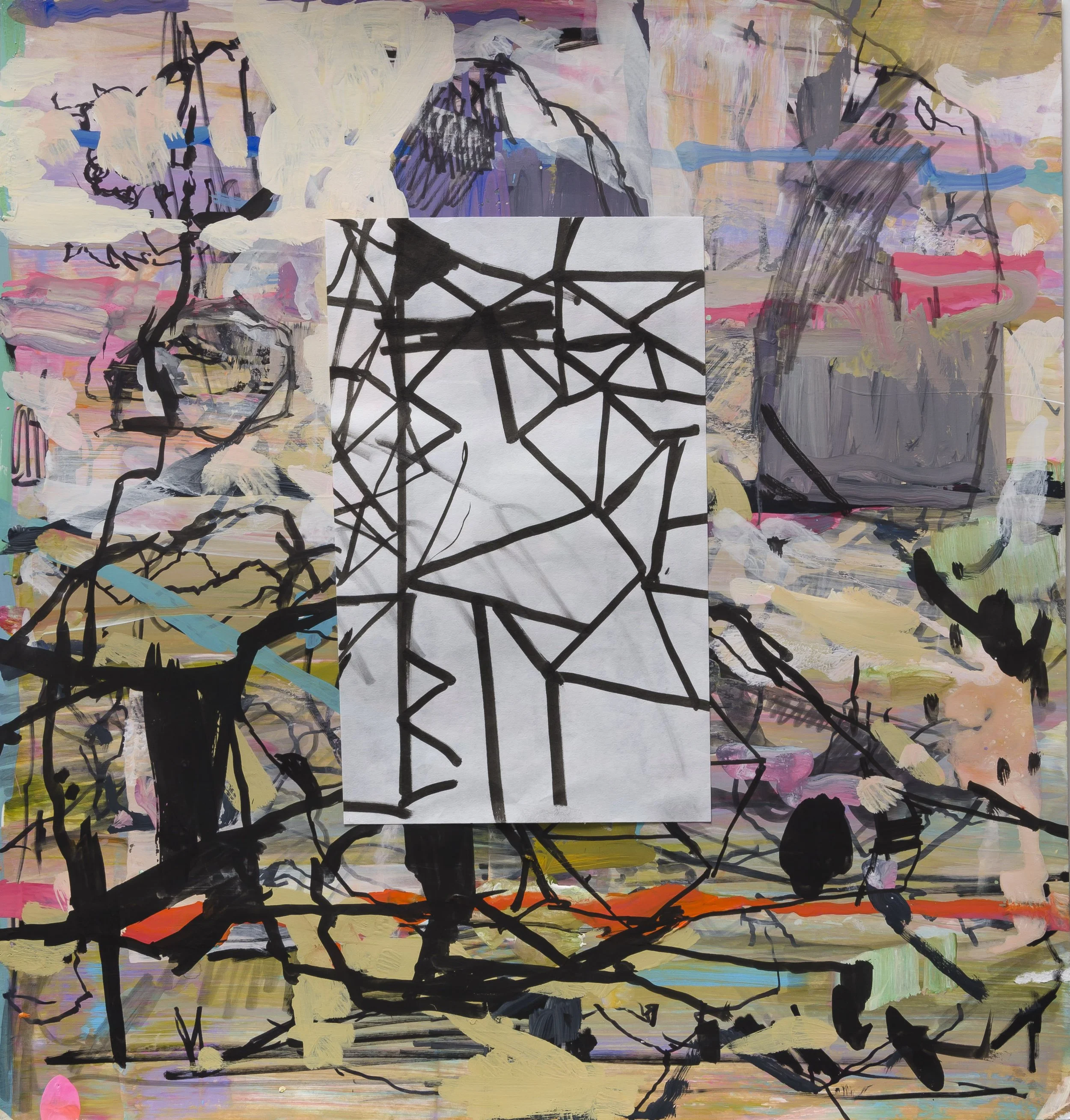  Weathering 2
 
2017, Mixed media on paper, 14 x 14 inches