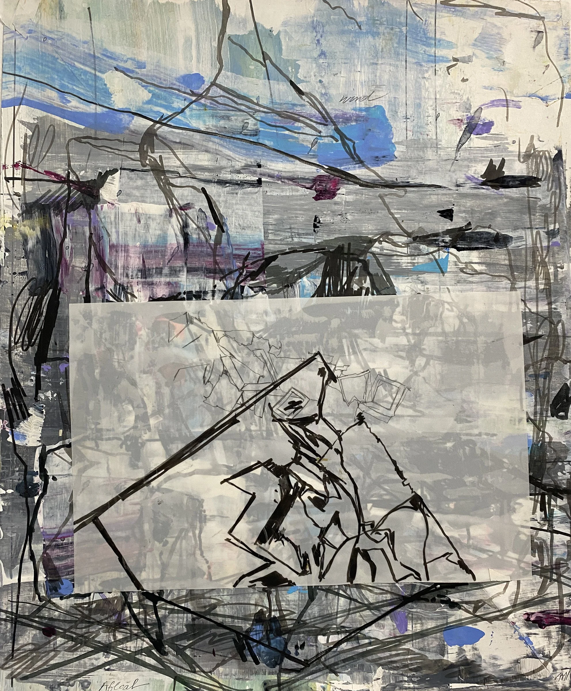  Afloat
 
Mixed media on paper, 14 x 11 inches
 
Private collection