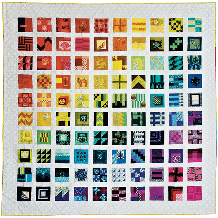 My main focus was to create interesting compositions within a 6 inch square. I gave myself total creative freedom with three very important rules; NO applique, NO templates, NO funny stuff.