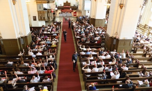The 2016 Synod of the Evangelical Lutheran Church of Latvia meets in the Cathedral of Riga. Photo via the ELCL .