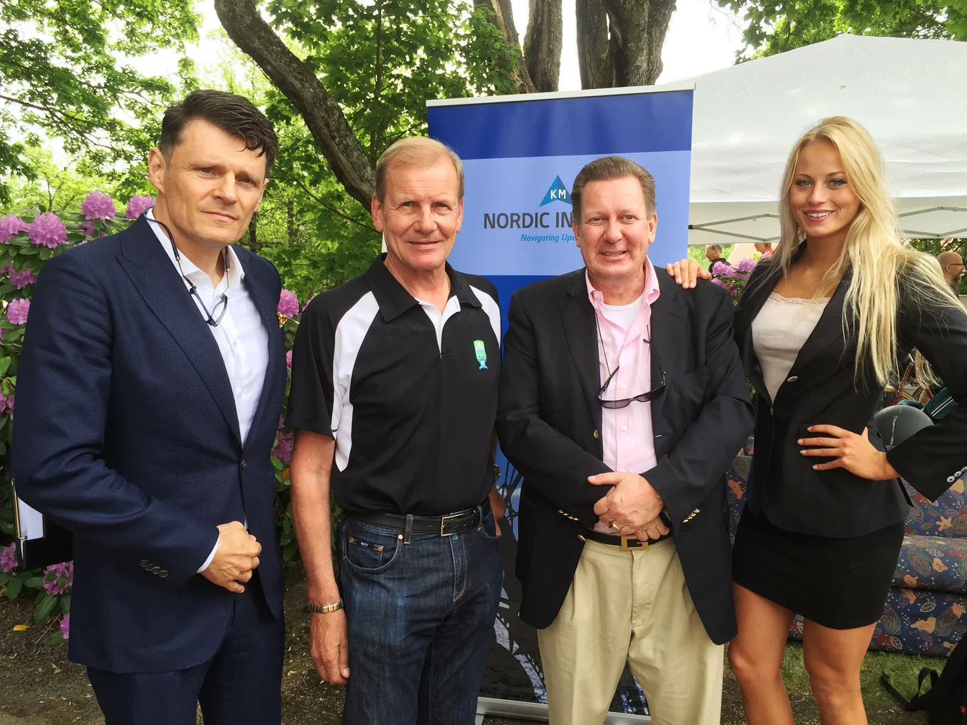  Antti Wihanto (Event organizer), Juha Kankkunen (4x World Rally Champion), Kalle Mannerkorpi (CEO, KM Nordic Invest AG), and Hilla Kortetjärvi (Finnish Swimming Champion) 