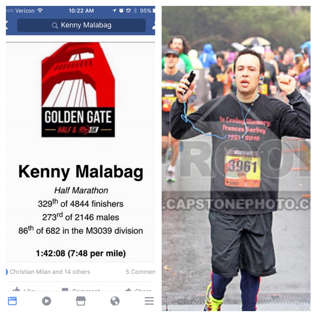 Second Personal Record: Finished half Marathon in 1 hour 39 min.