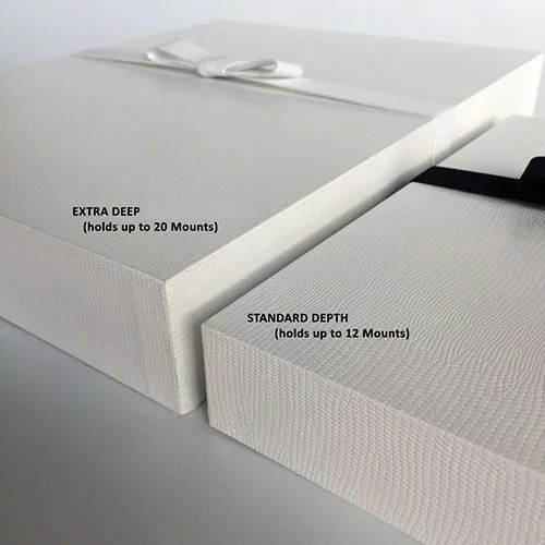 A comparison between our standard boxes and our new extra deep. You can have either one, it's totally up to you!