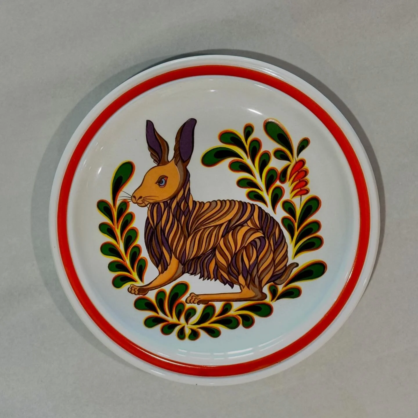 Unusual and rare KG Luneville France faience plate. Circa 1880-1922. Vibrant and pristine. New in Etsy shop.