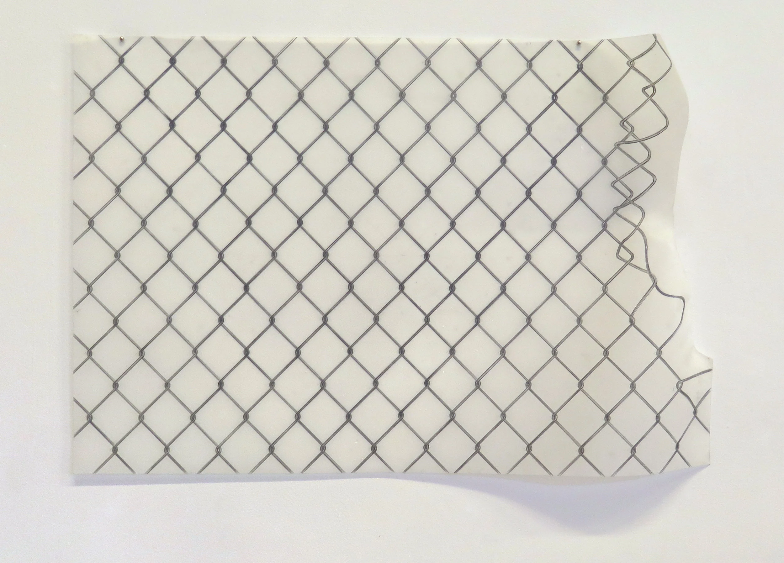   Untitled, Chainlink Fence No. 2  36” x 24” Graphite on Mylar 