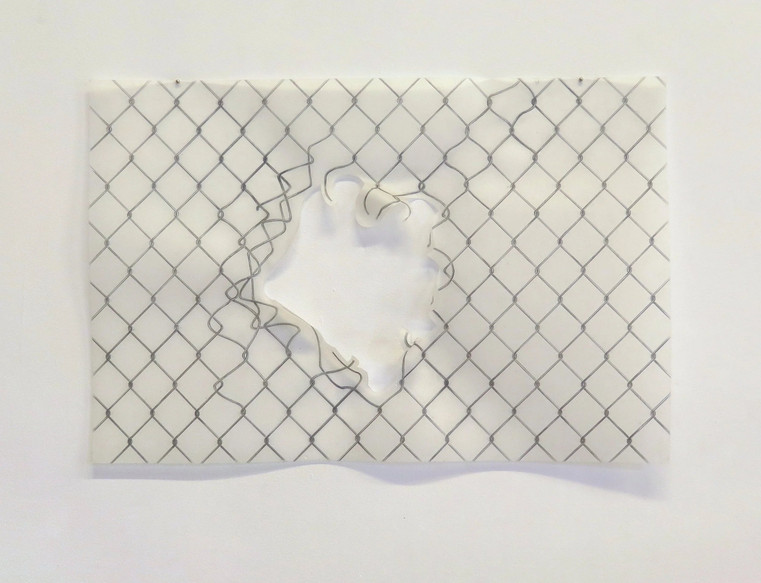   Untitled, Chainlink Fence No. 3  36” x 24” Graphite on Mylar 
