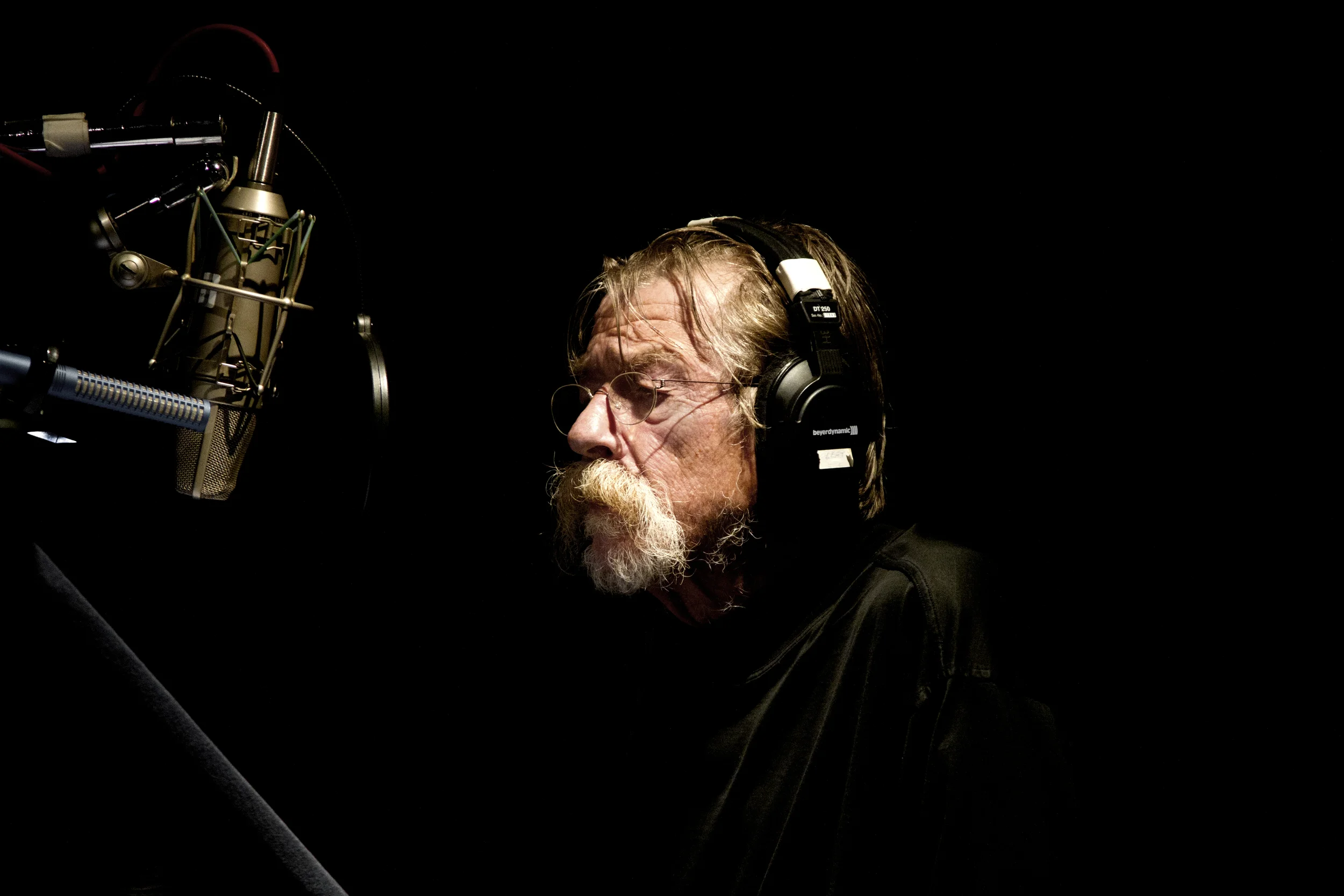 John Hurt recording "The Alchemist's Letter" at WB Sound London.