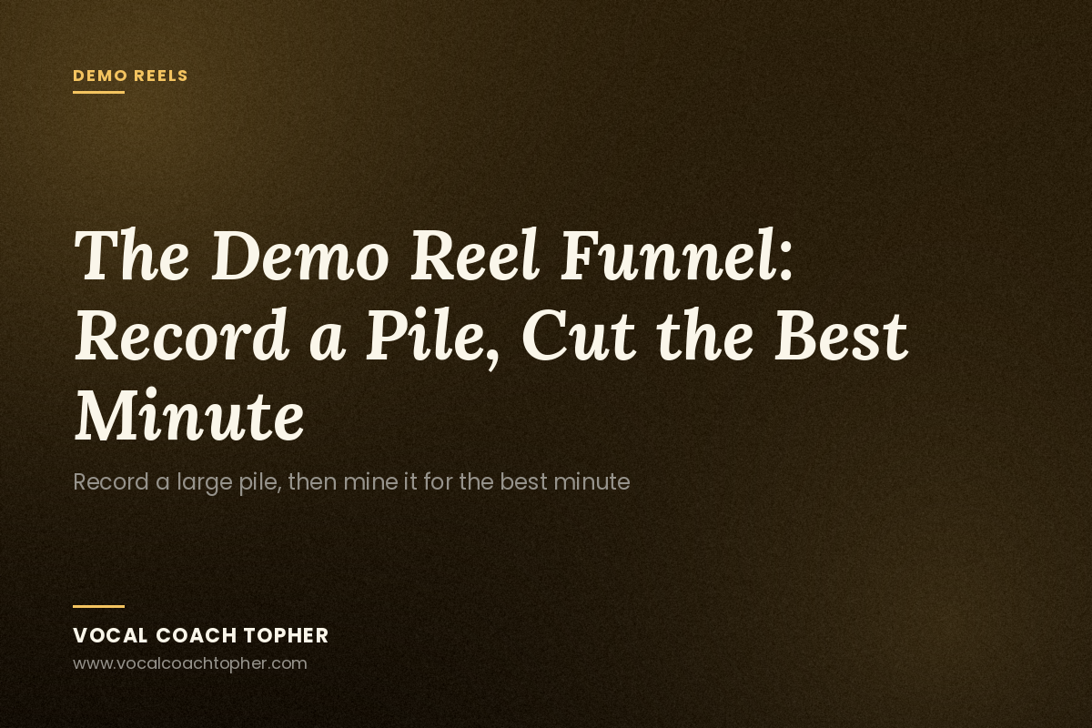 The Demo Reel Funnel: Record a Pile, Cut the Best Minute