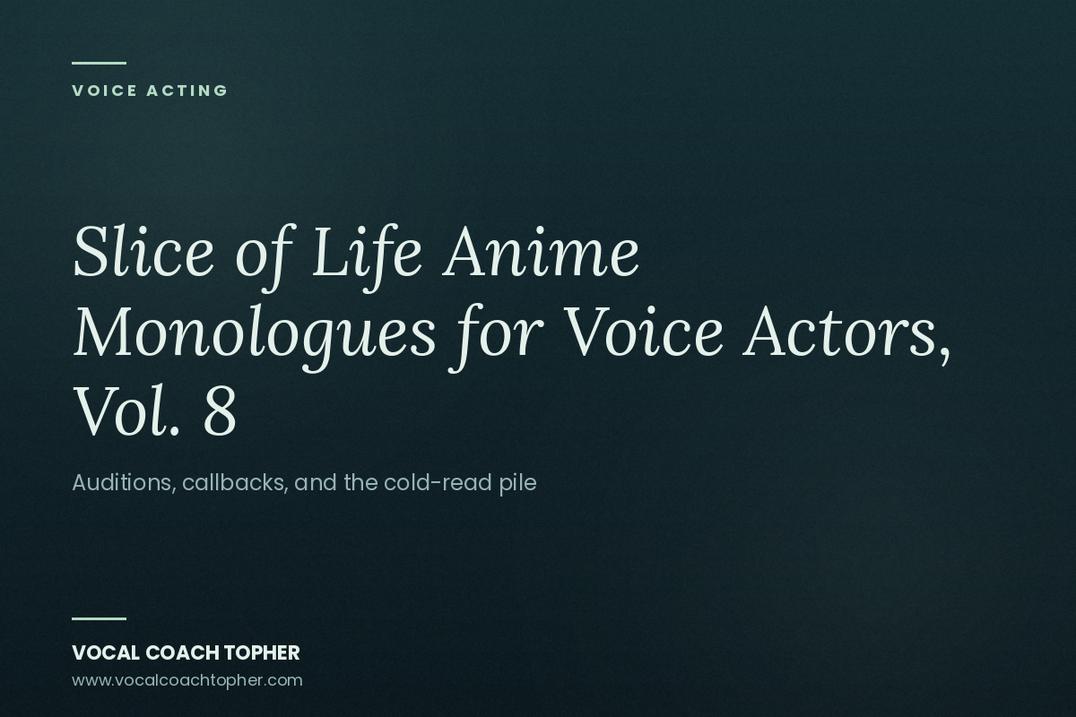Slice of Life Anime Monologues for Voice Actors, Vol. 8