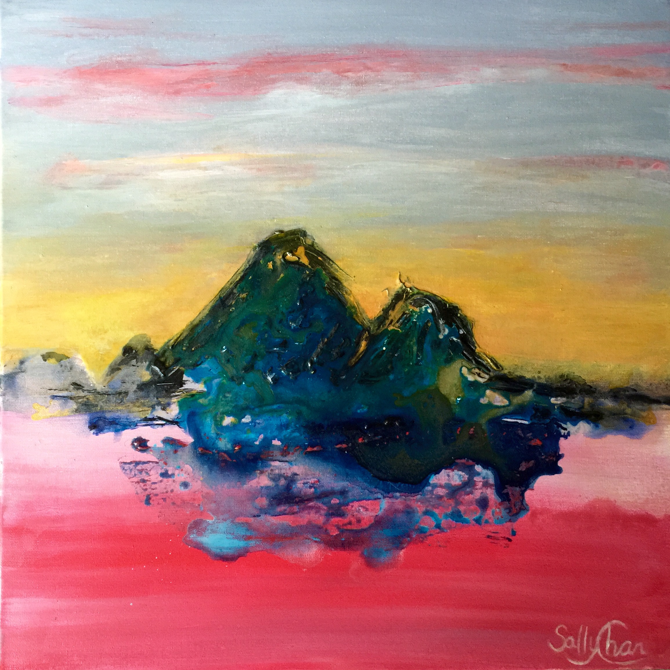 Watching Sunset ( In The Other World), 20" x 20", Acrylic on Canvas