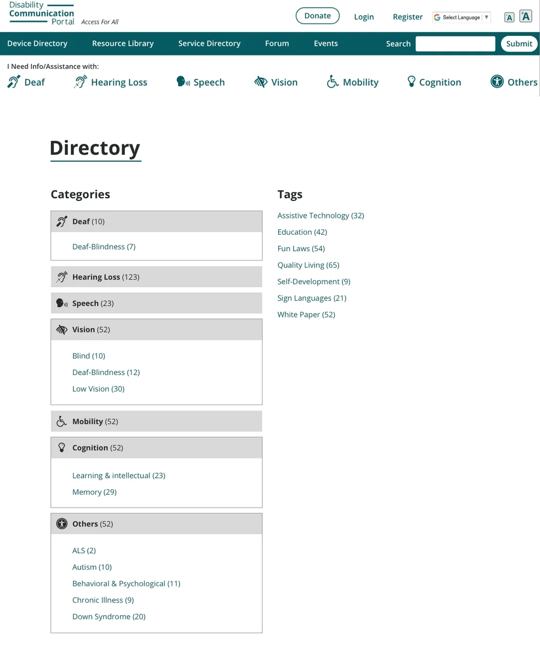This is the mock of the actual directory page, which is linked from the Resource Library Landing Page.
