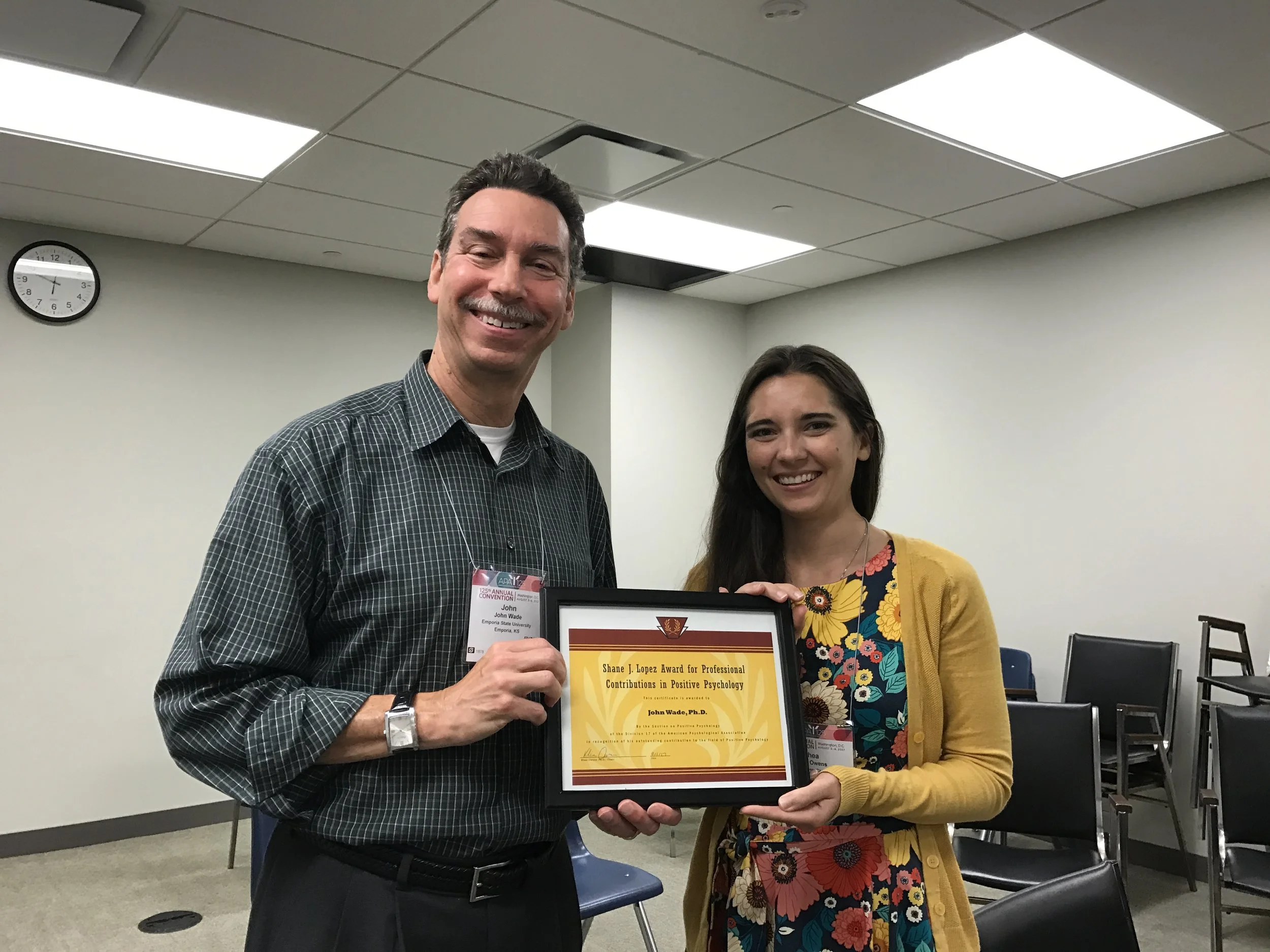 John Wade, winner of the Shane J. Lopez Award for Distinguished Contributions to Positive Psychology
