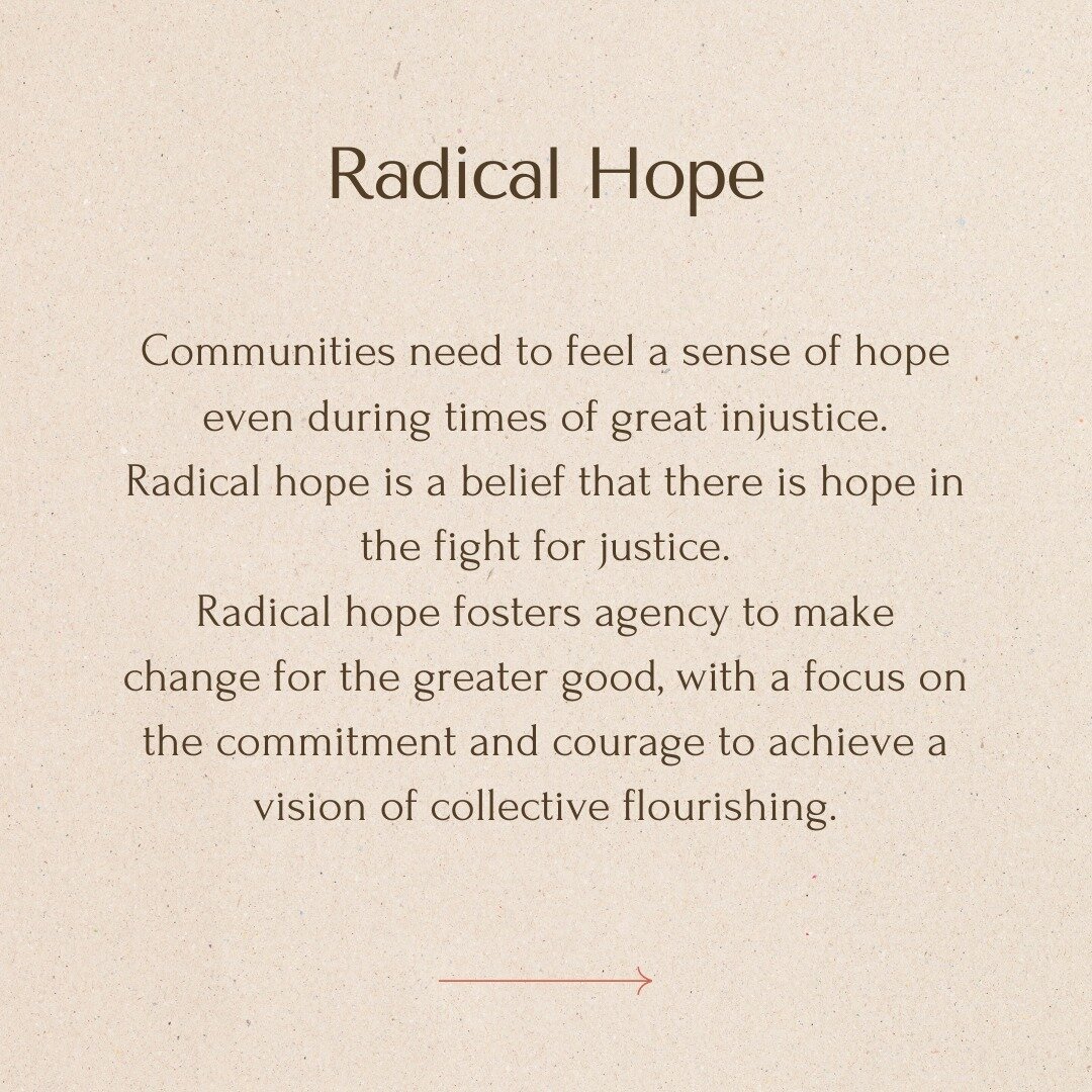 There is hope in the fight for justice. The possibility for positive change exists. Collectively, we can heal and transform oppressive forces into a better future despite overwhelming odds.

Source:

Mosley, D. V., Neville, H. A., Chavez‐Due&ntilde;a