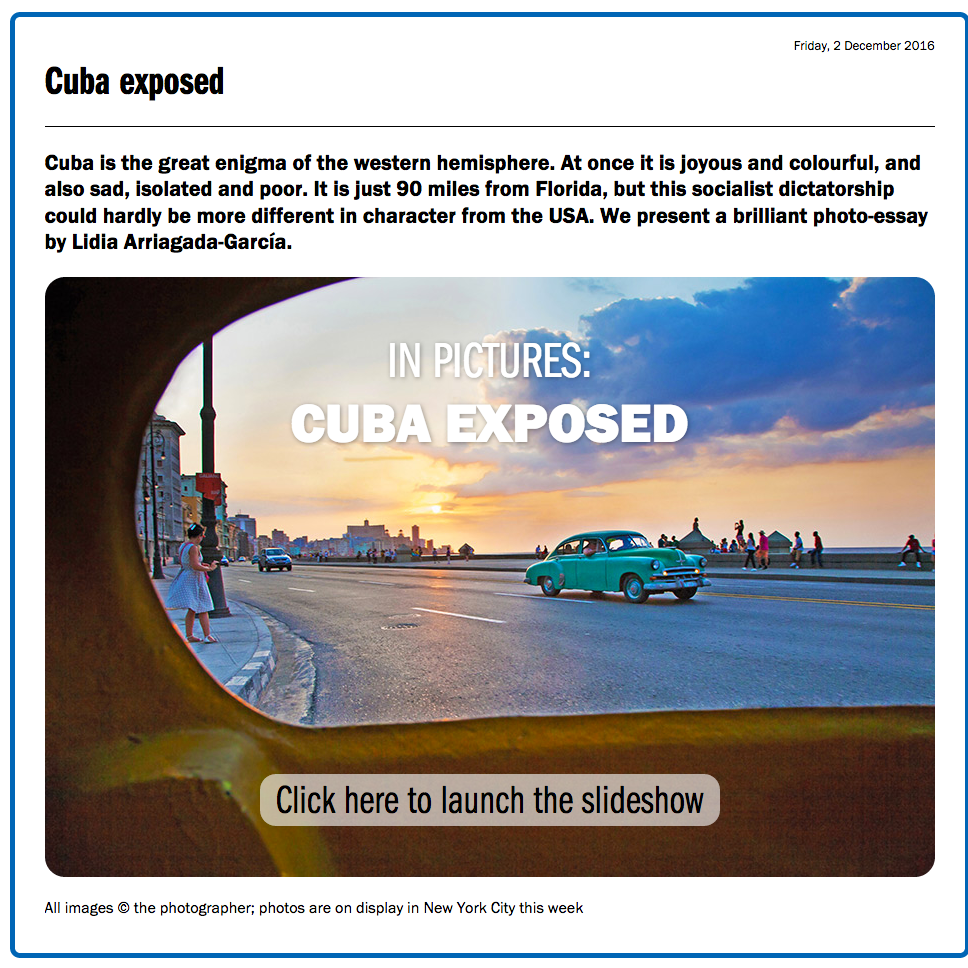 Cuba exposed- THE DAY, UK. DAILY NEWS FRIDAY,  DECEMBER 02, 2016