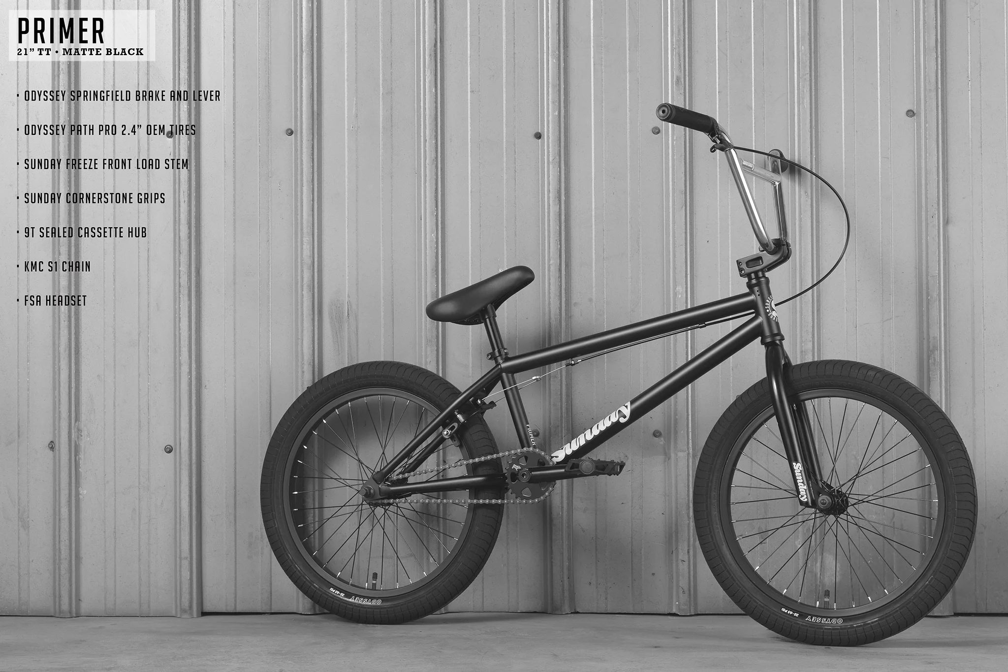 2020 Sunday Primer BMX Bike 21" Tt Matte Black