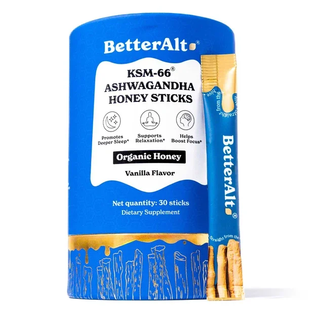 BetterAlt KSM-66 Ashwagandha Honey Sticks for Relaxation & Focus.webp