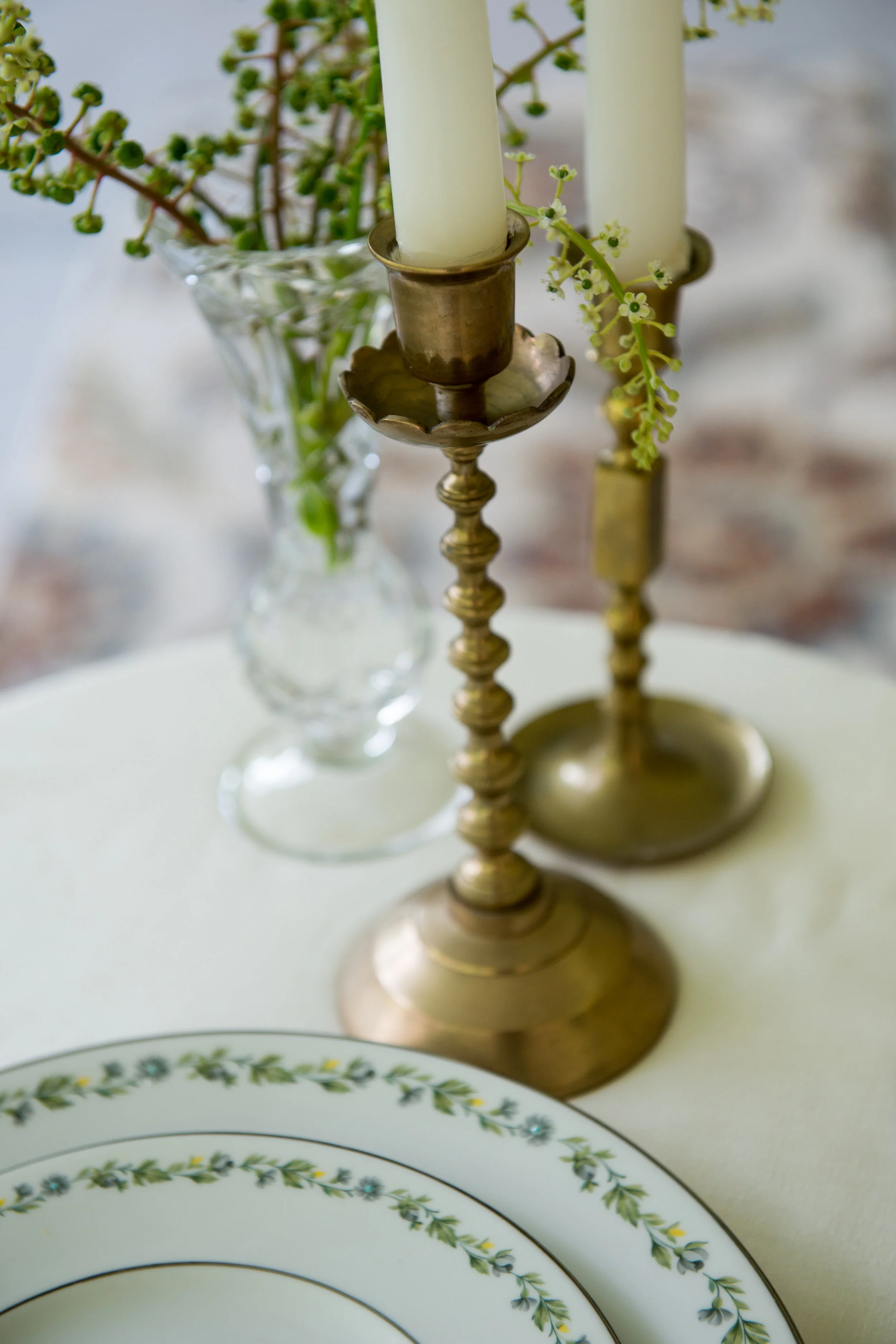 China, crystal and candlesticks that belonged to Lucille Burton, great aunt to Rosalind Bentley and mother to Bentley's second cousin Brenda Webb. 