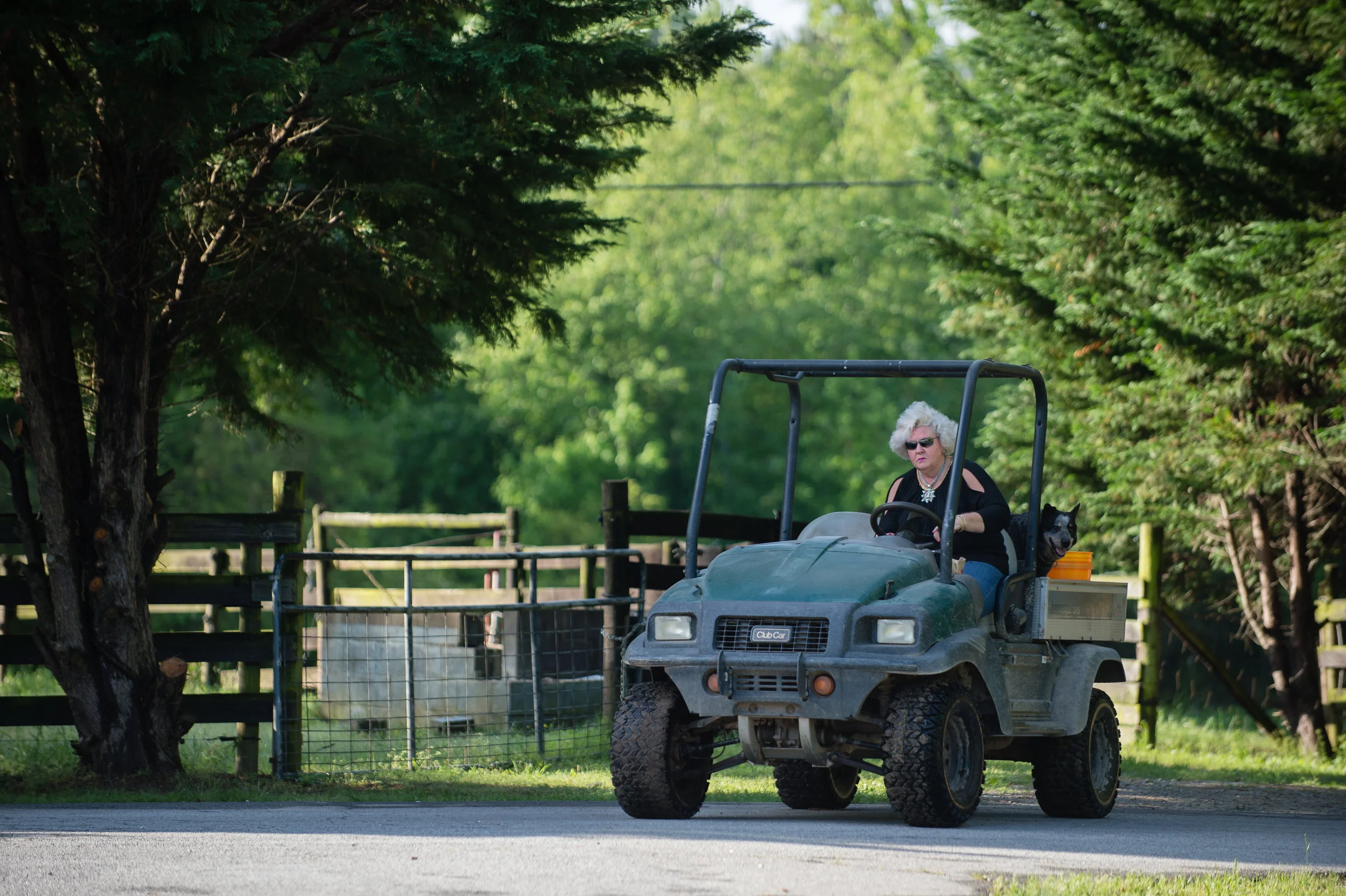 Ann Jones is a equine professional and cattle rancher with property in Georgia and Oklahoma. She's shown here on her farm, Jones Cutting Horses, with her dog Conway in Flowery Branch, Ga. in April 2017.