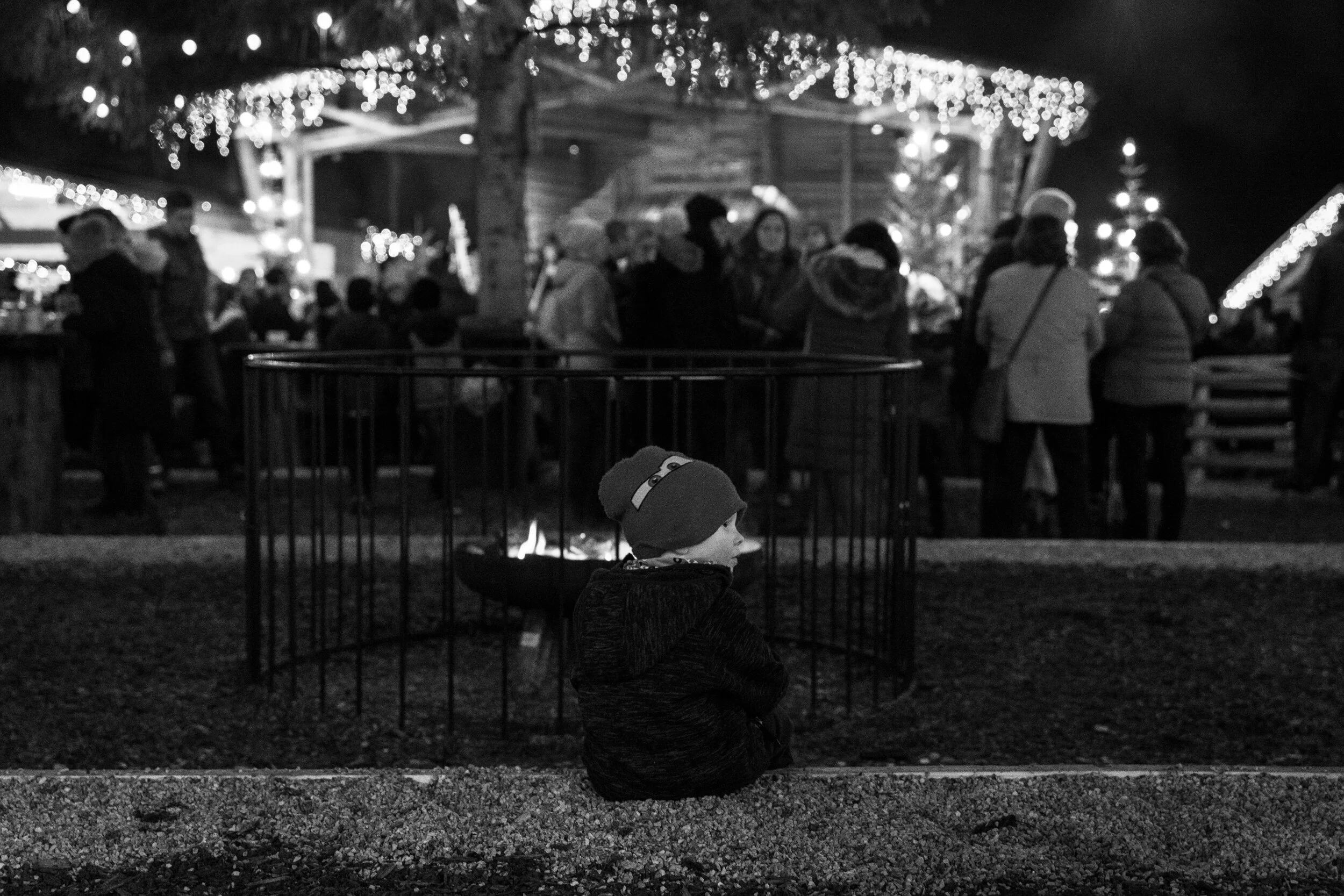 Warming by the fire at the Christmas Market