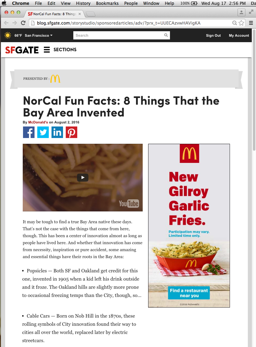  Advertorial to localize the phenomenon. 