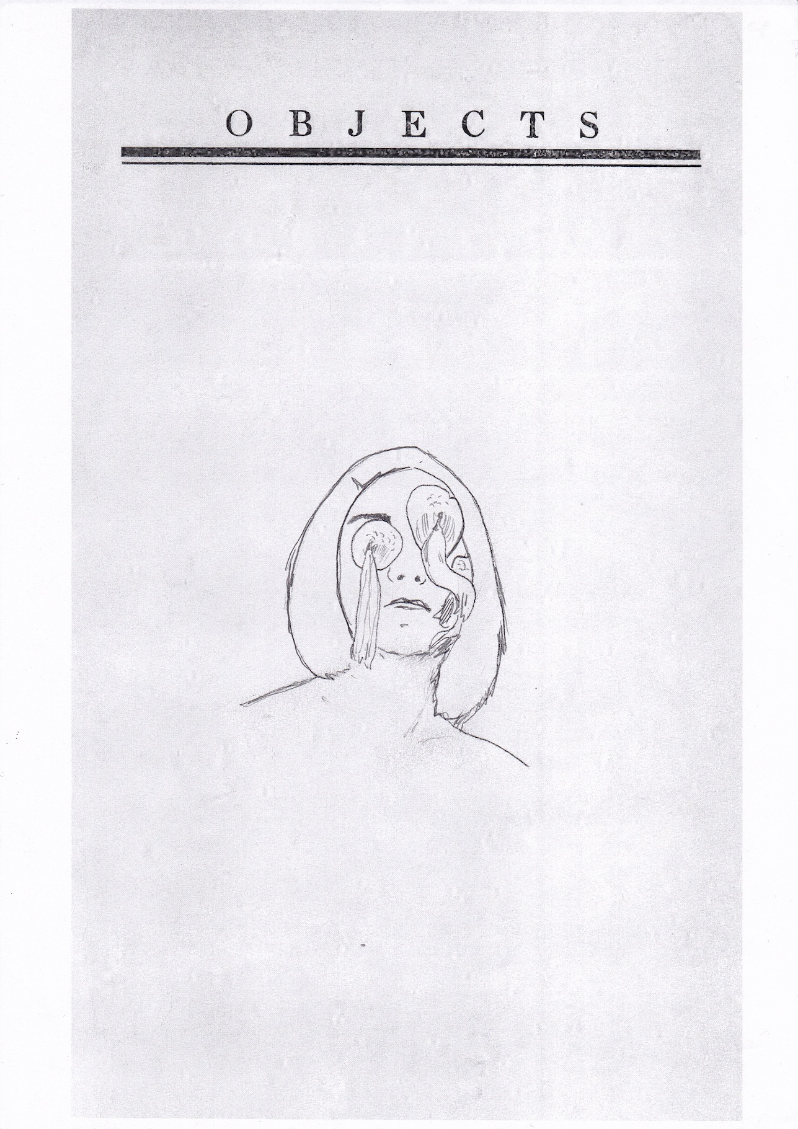 "Tend Her Button" 2013. Pencil drawing on photocopy of Object, title page from Claire Marie ed of Tender Buttons, G. Stein 1914