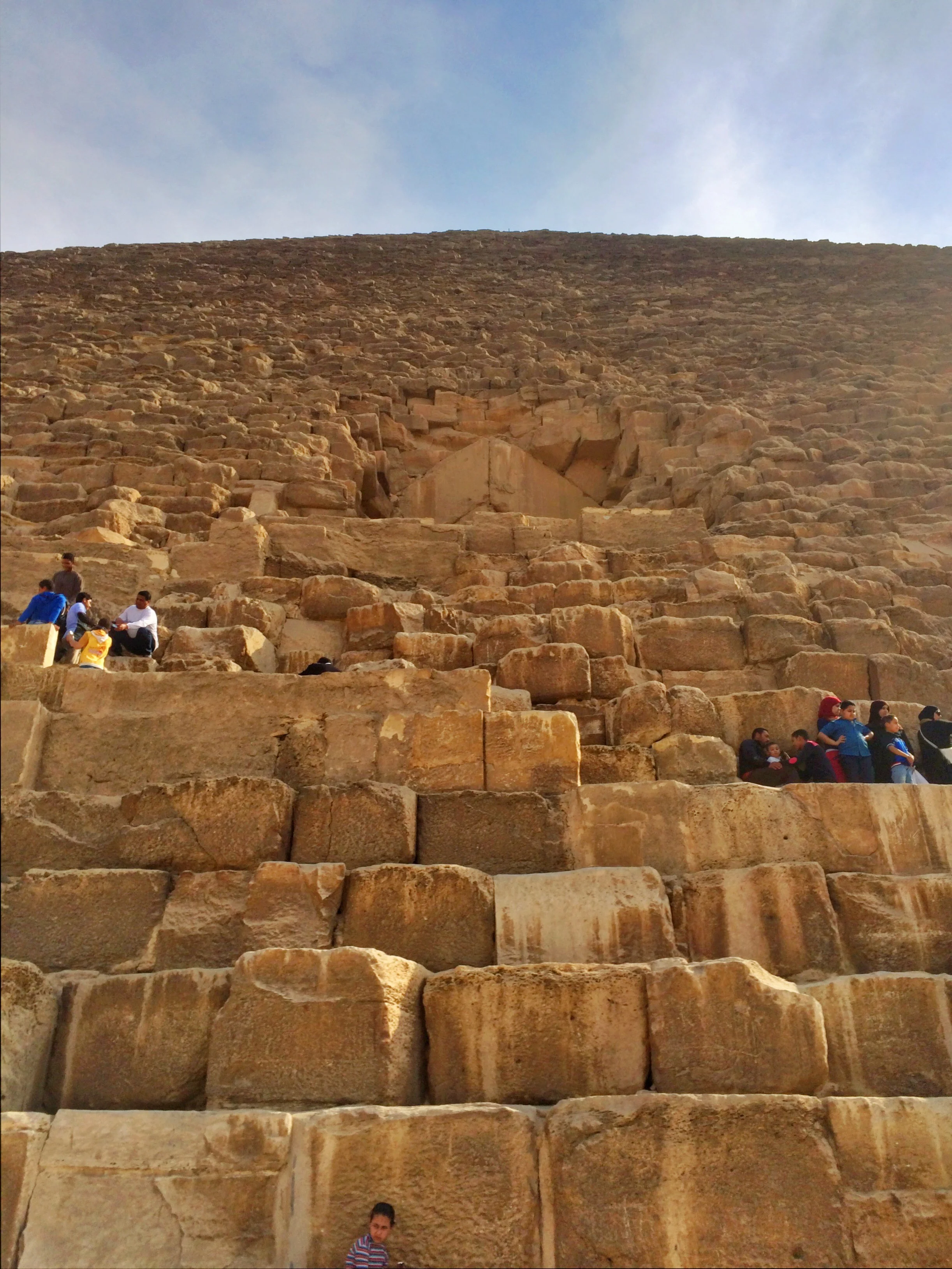 Looking up the mammoth Great Pyramid of Giza
