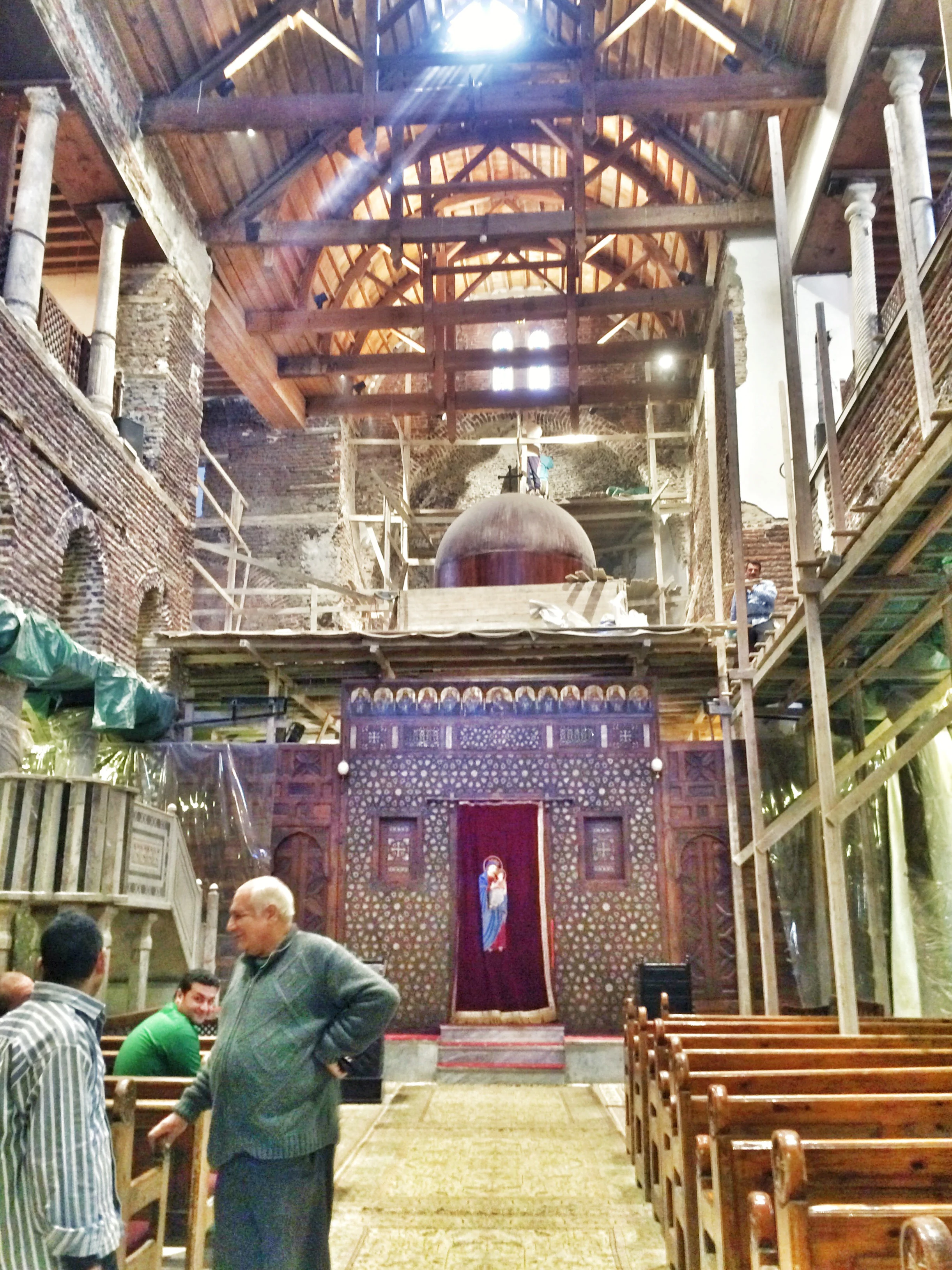 Inside Saint Sergius and Bacchus Church, where Mary, Joseph, and baby Jesus Christ rested at the end of their journey to Egypt