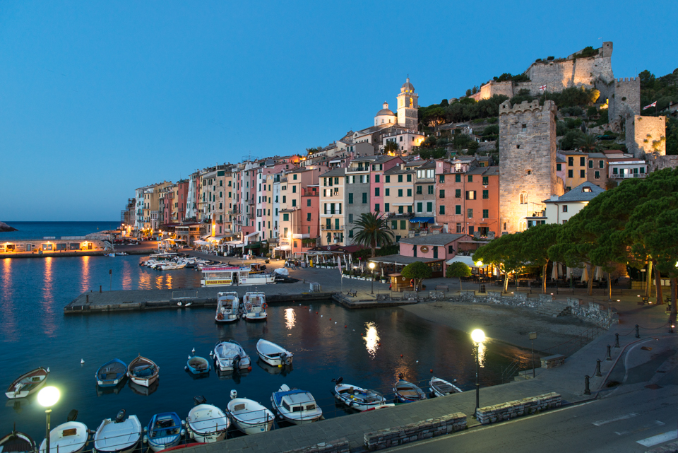 View of Porto Venere by our hostel at dusk.