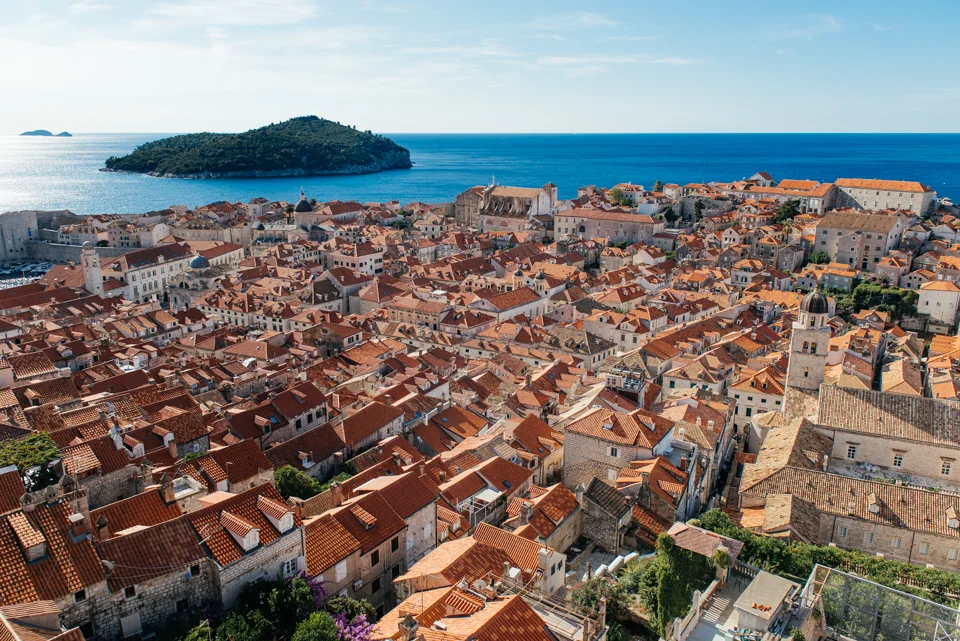 A view of Old Town Dubrovnik from the top of the wall. 