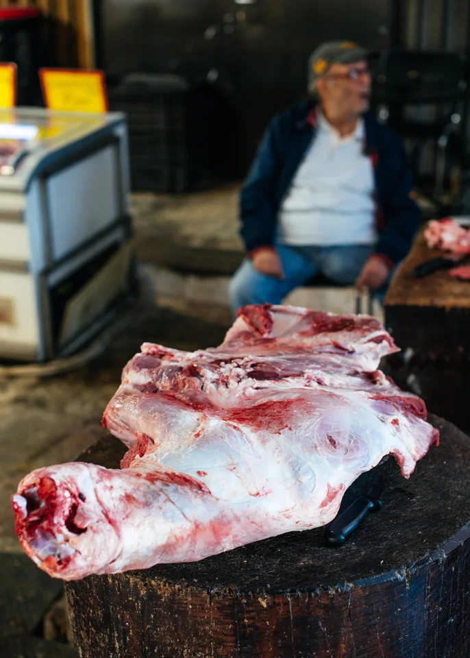 A beef shank on the chopping block.