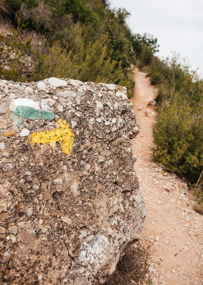Trailhead markers leading the way to the top of Montserrat.