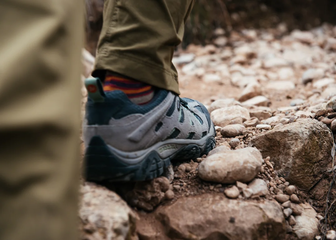 The terrain was loose rock and steep inclines. 