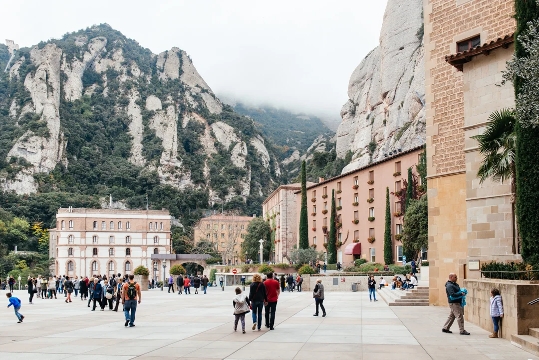 The village of Montserrat tucked into the mountains.