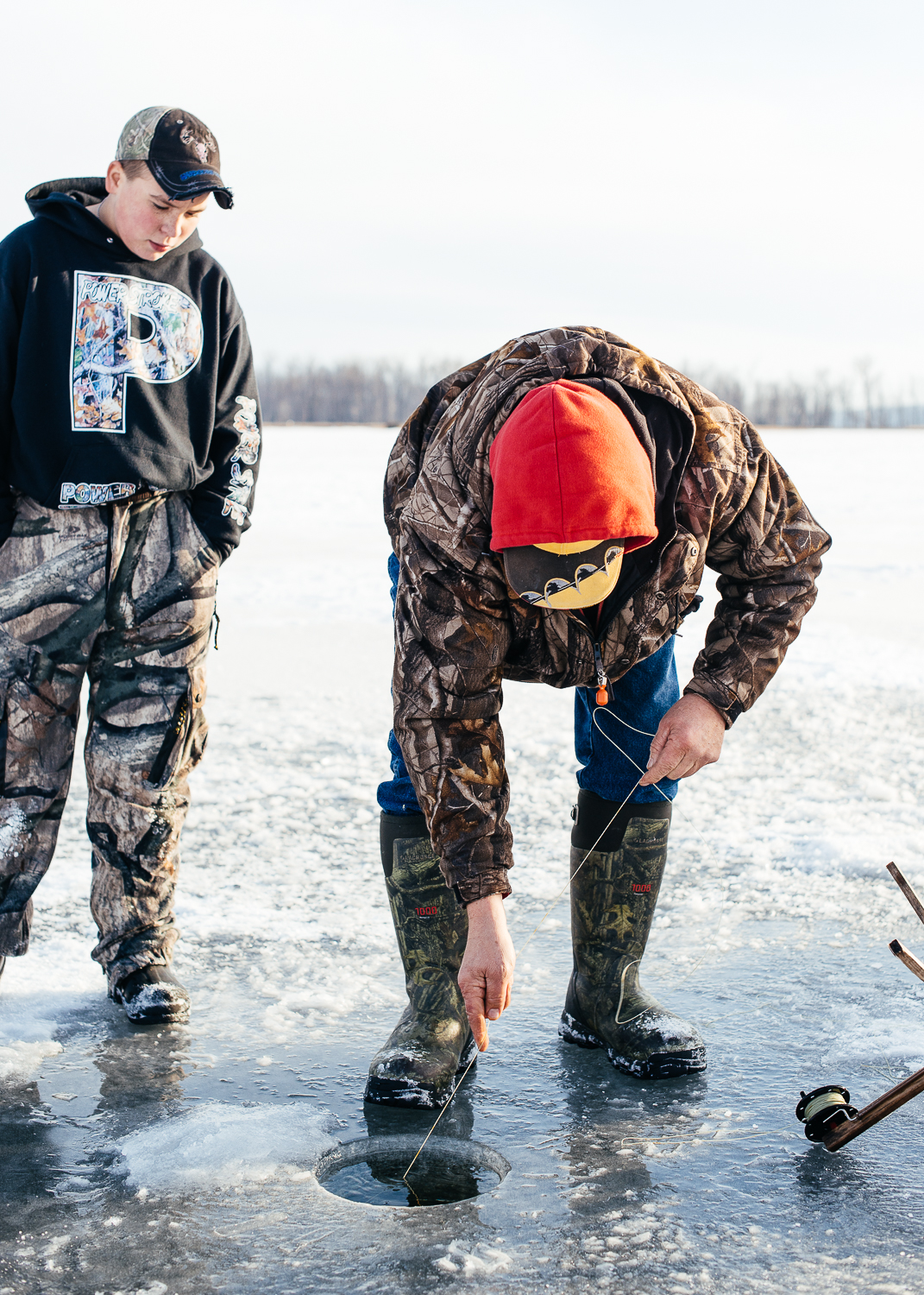 Bob reeling the Northern Pike in.