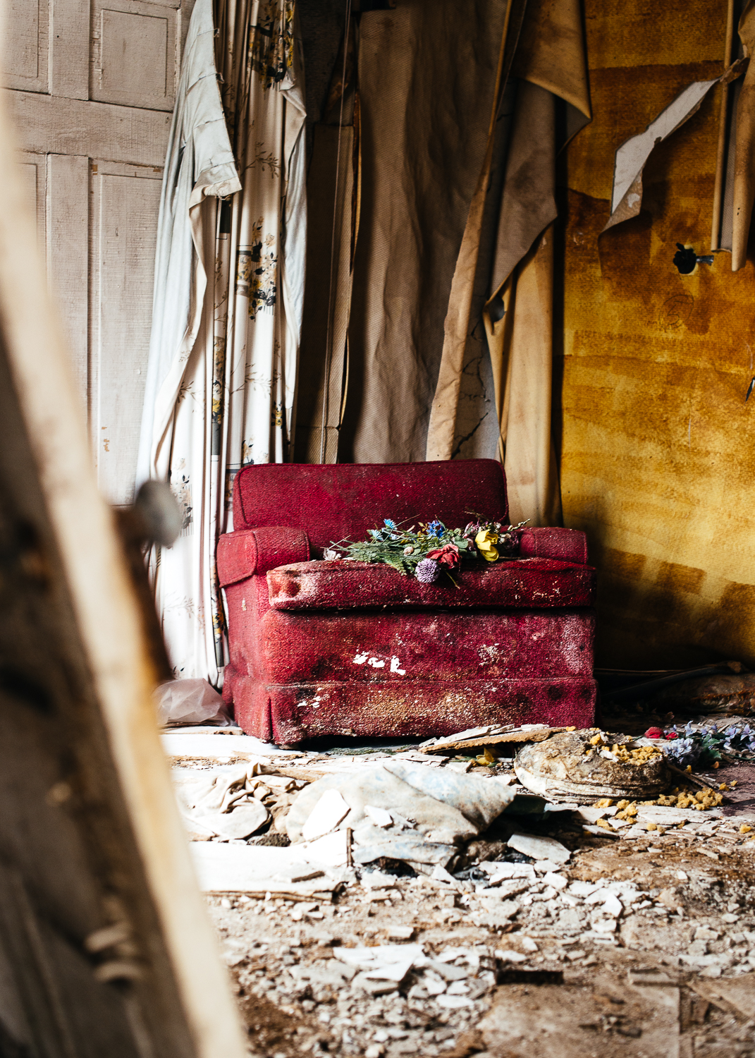 Lead paint, peeling wallpaper, and old furniture hold the history to Hyde Manor.