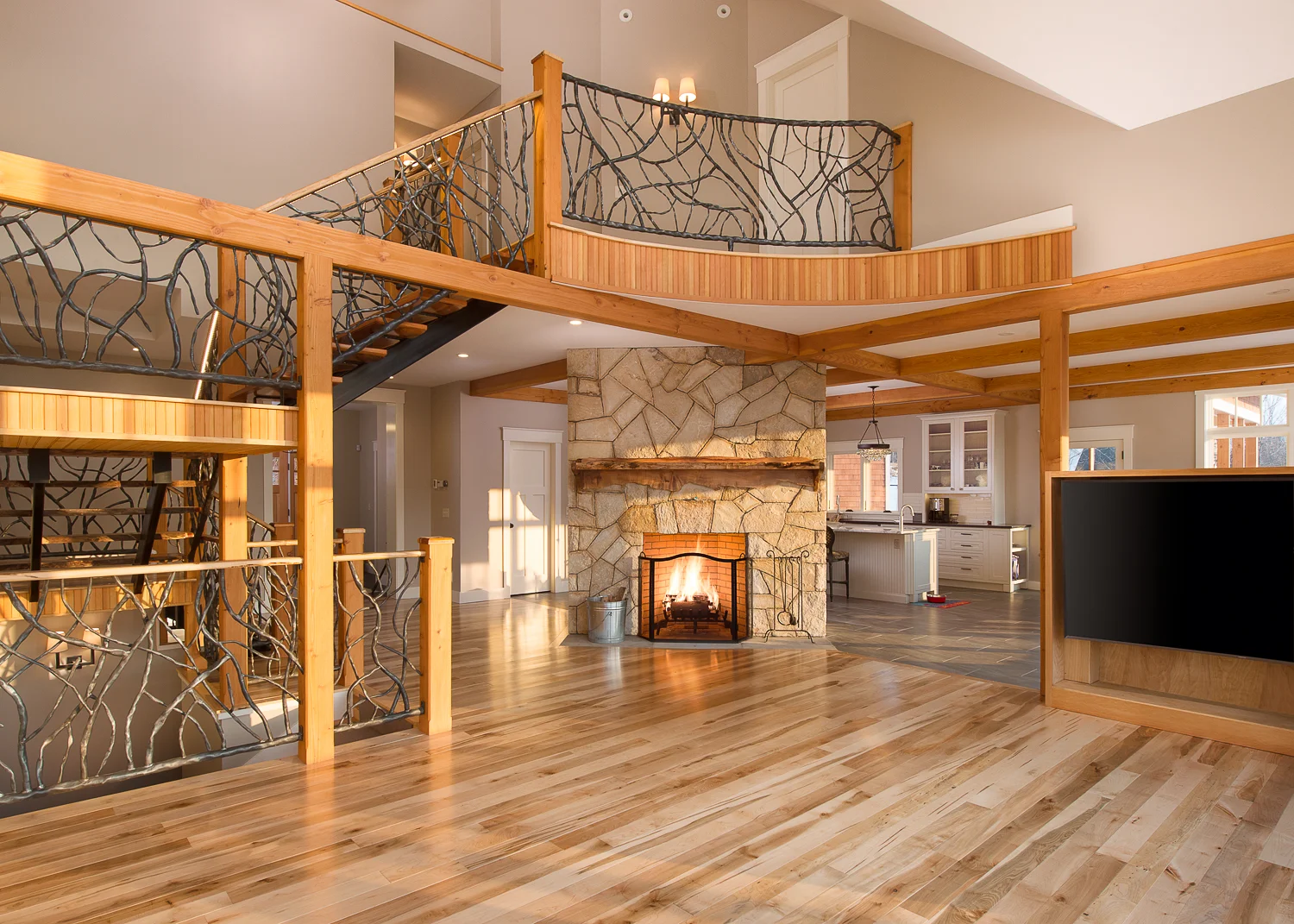 Main living area with the fireplace focal point.