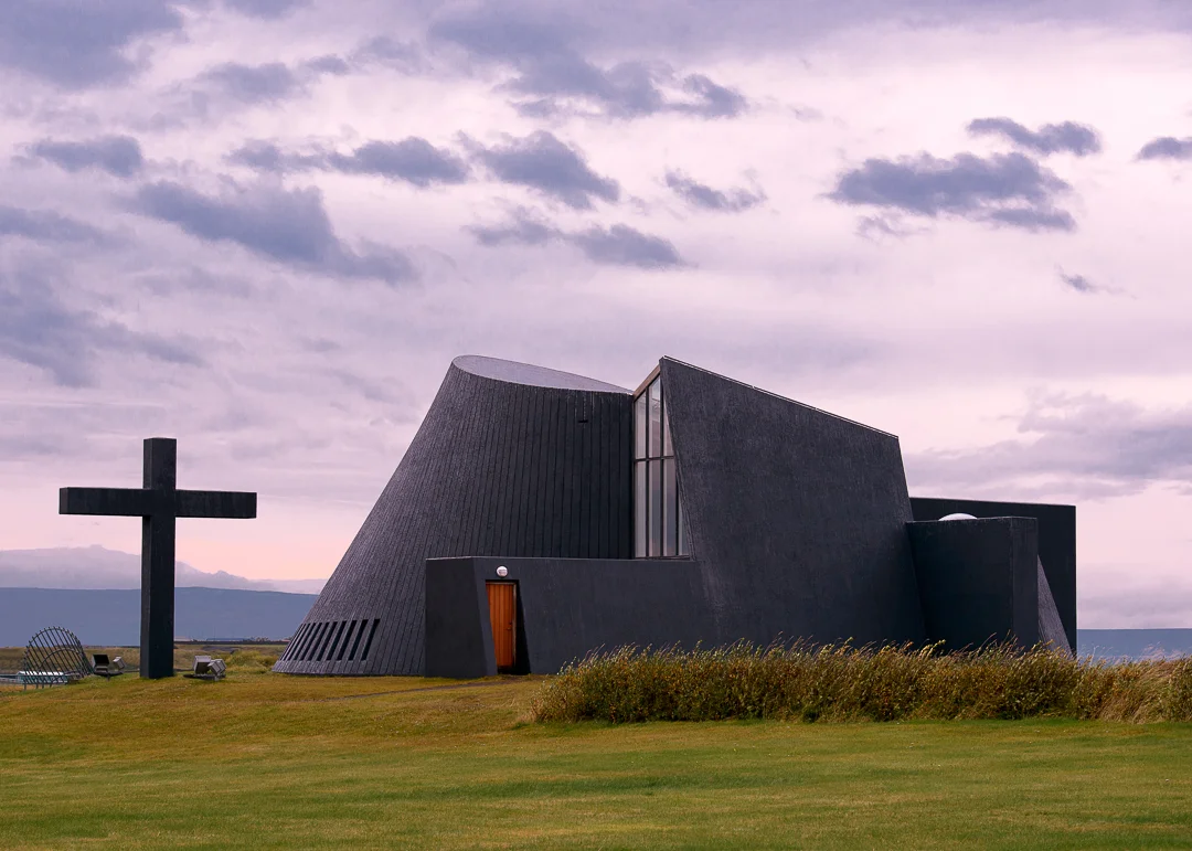 Blonduoskirja church designed by Dr. Maggi Jonsson to resemble an erupting volcano.