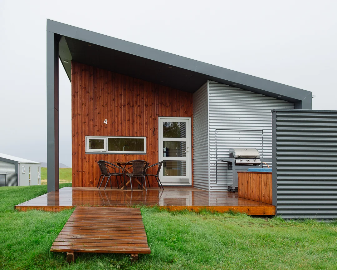 Entrance to the Einishus Cottage. Even the hot tub was powered by a geothermal hot spring.