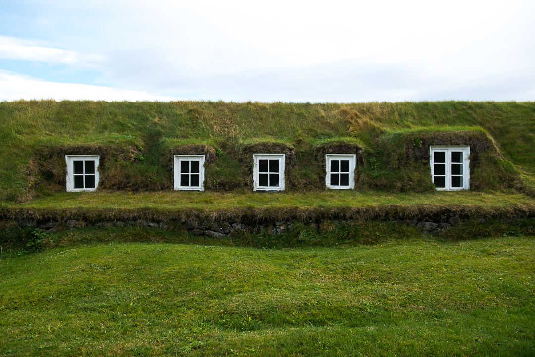 Back windows of a turf house in Glaumbær.