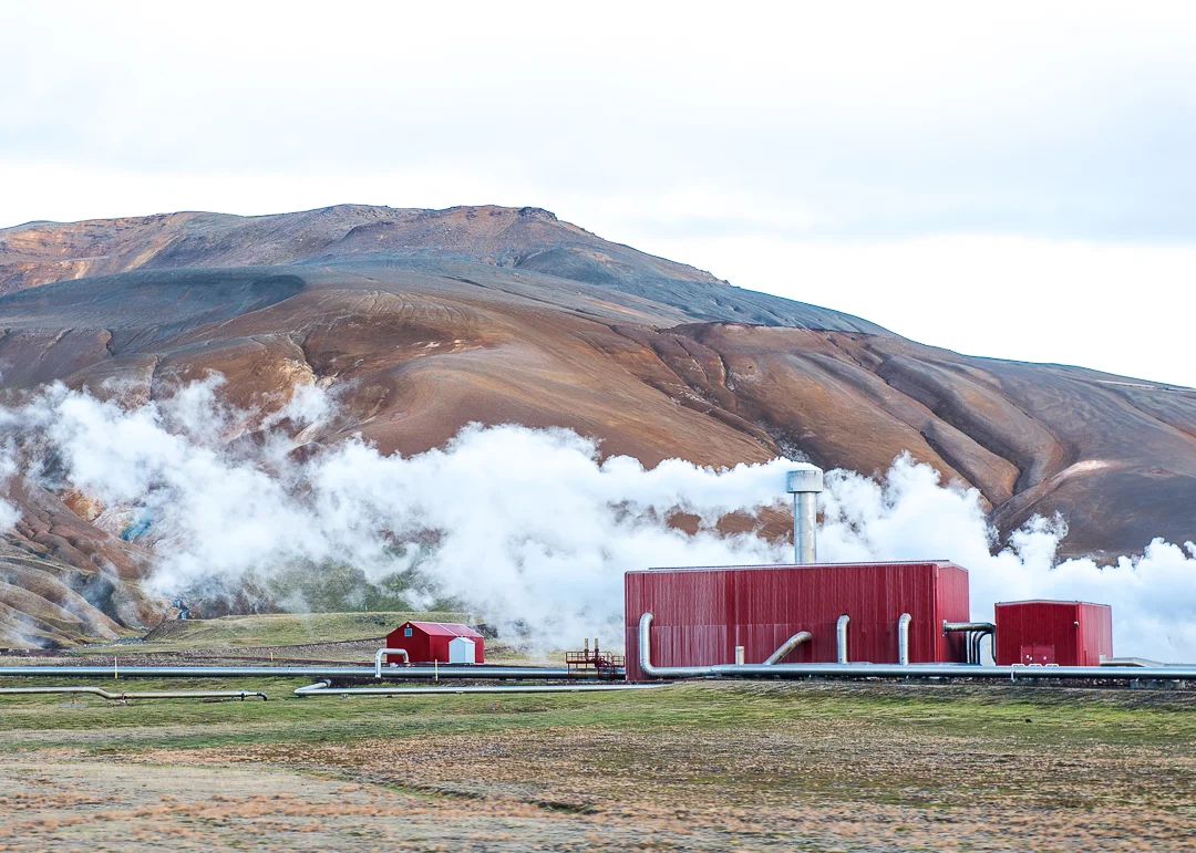 Krafla volcano geothermal plant. 