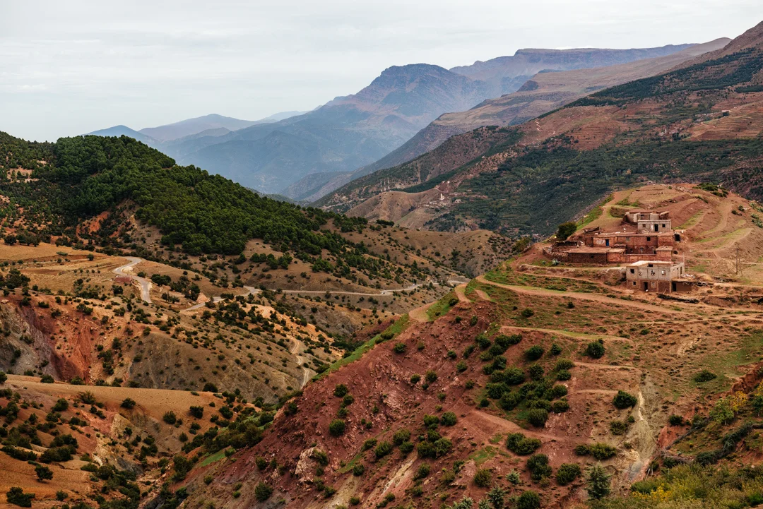 A Berber village blends into the landscape. 