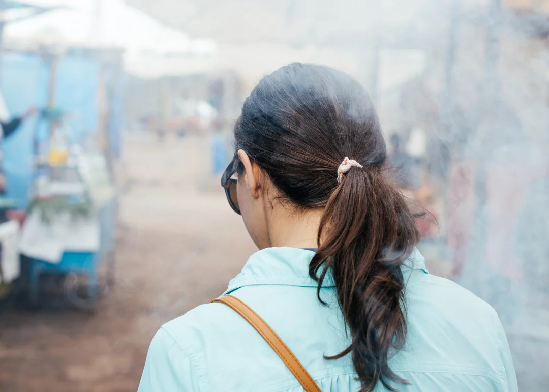 Smoke fills the air as food is prepped and sold at the Berber market.