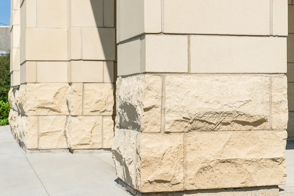 Rough and smoothed limestone used for the front entry. 