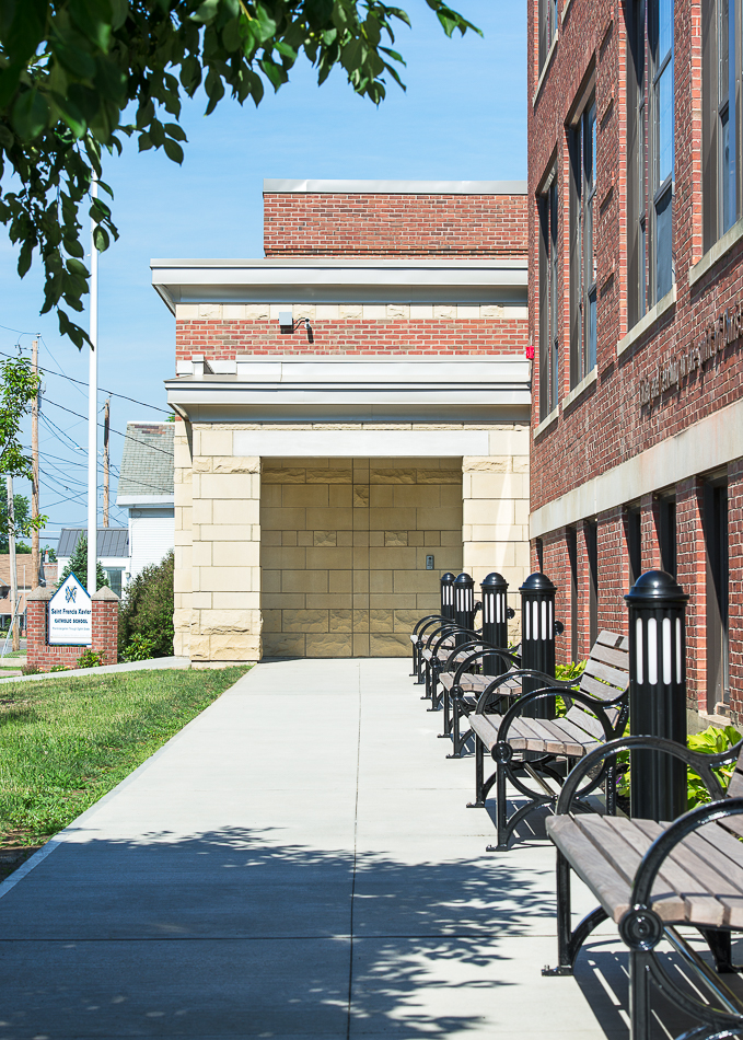 Walkway leading to the front entry. 