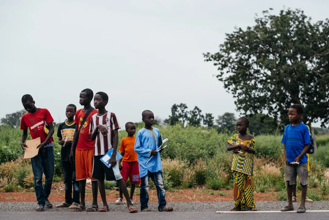 Children waiting to go to school. 