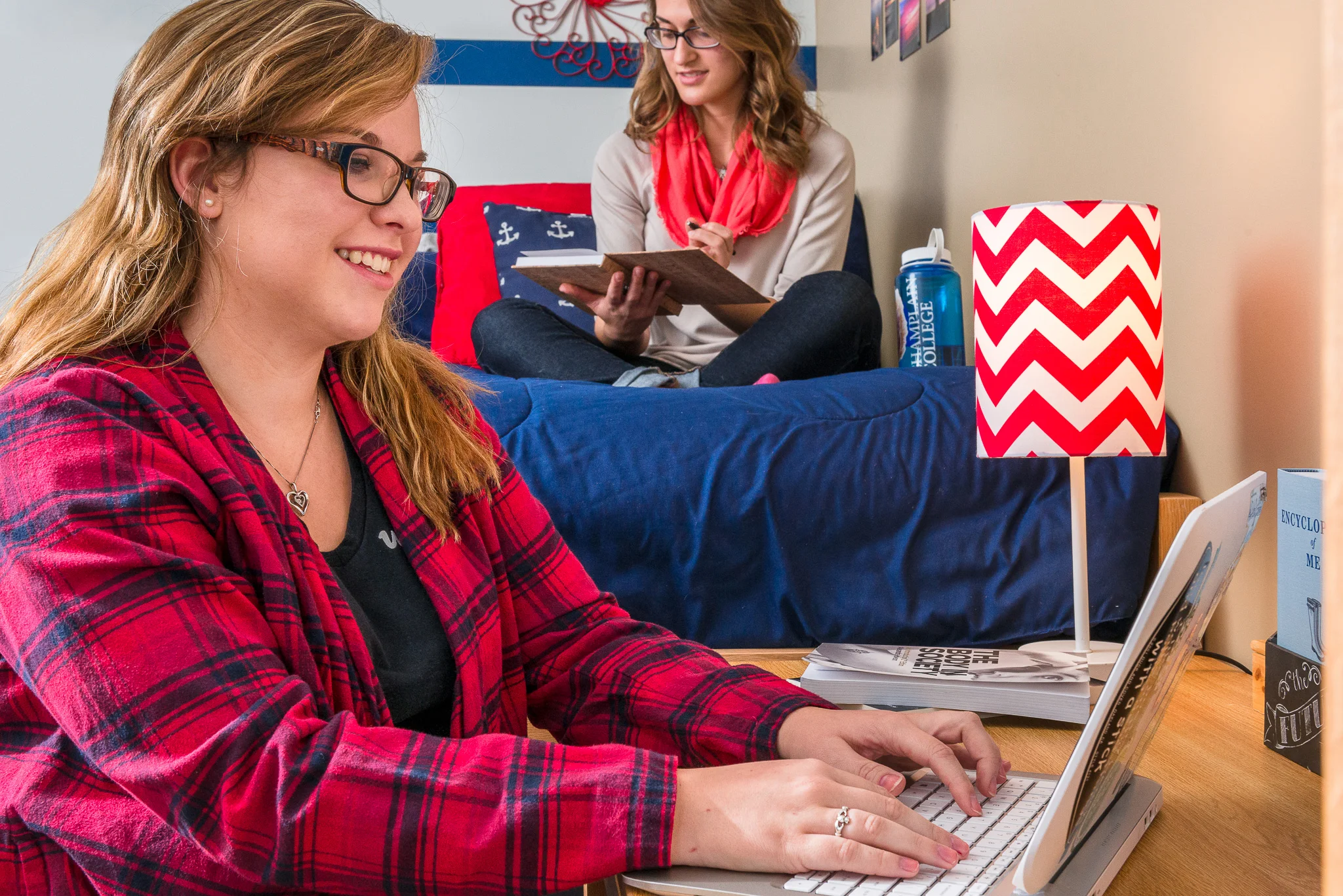Champlain College students in dorm room